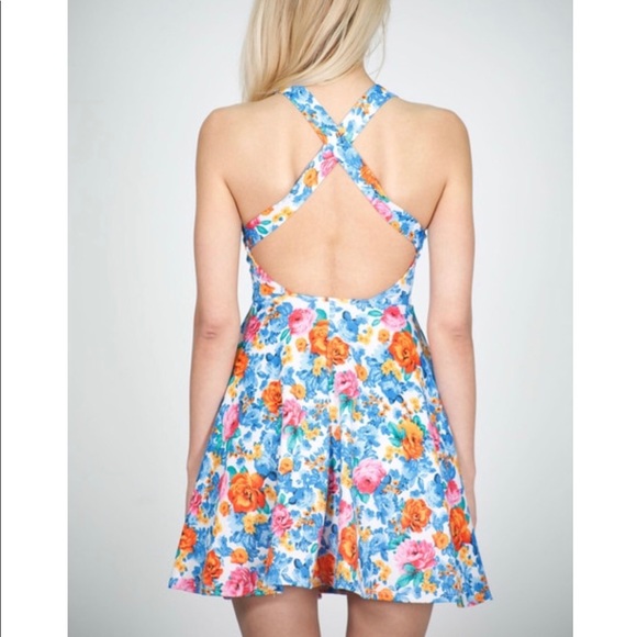 BLUE FLORAL Mini Dress - Picture 4 of 5